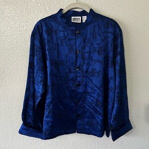Chicos Design |  100% Silk Vintage Asian Inspired Blouse Jacket Size 2 or US 12